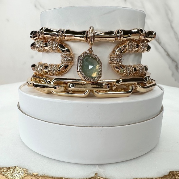 Bomb Party Jewelry - Bomb Party Spring Stacks Bamboo Tropical Glam Bracelets ST26249 NWT